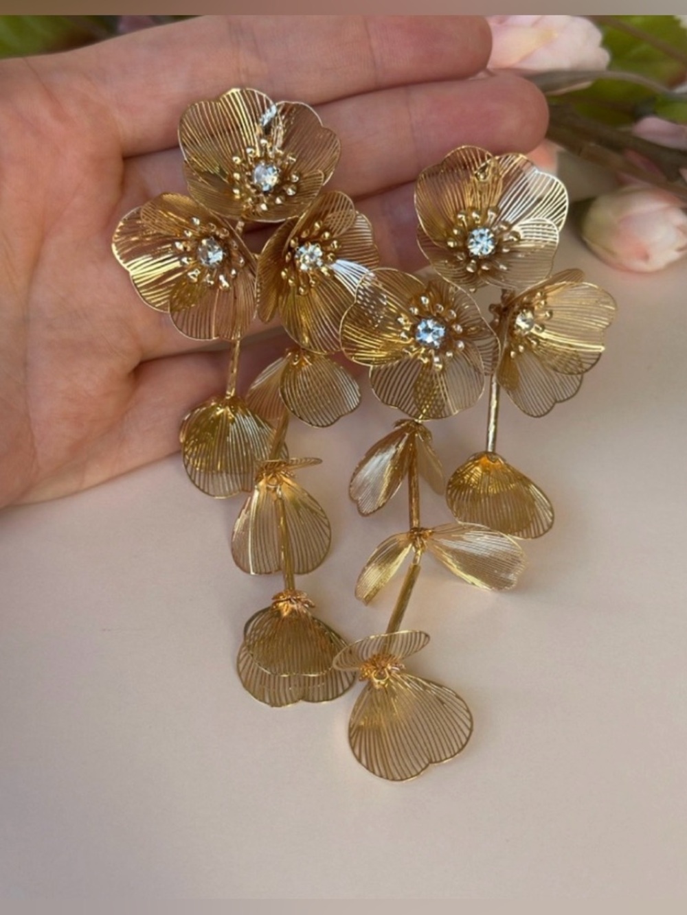 Cascading Statement Drop Earrings - Kate Middleton Earrings - Picture 5 of 9